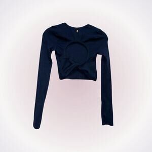Spiritual Gangster long sleeve ribbed open back black crop tank top | Sz XS/S
